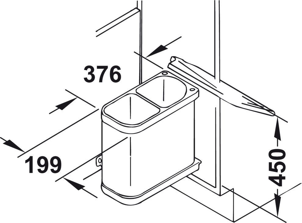 Dobbelt affaldsspand, 2 x 8 liter