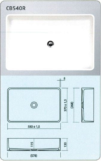 Himacs rektangulær vask